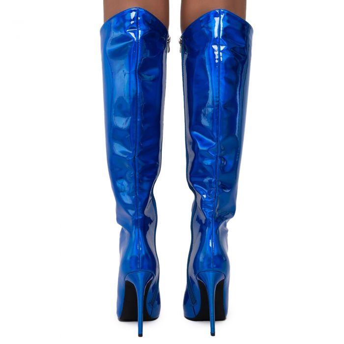 Nova Knee-High Heel Boot Blue