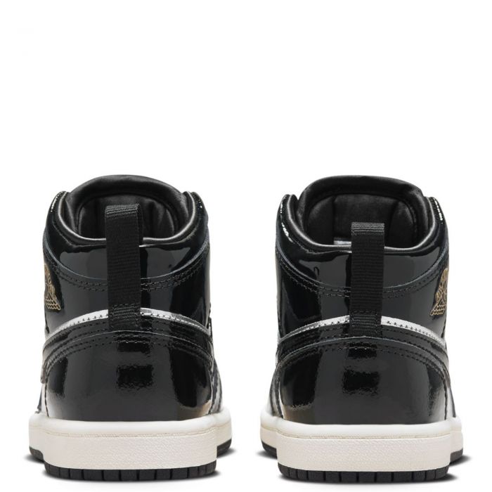 Pre-School Jordan 1 Mid SE Black/Metallic Gold-Metallica Silver-Sail