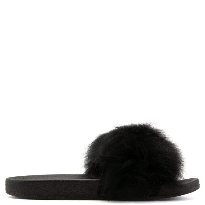 Fanzzy-1 Fur Slides Black Fur