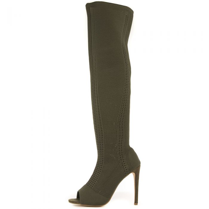 olive green thigh high flat boots