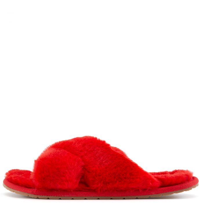 Dearly-1 Fuzzy Slippers Red