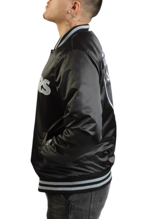 NFL Raiders Satin Bomber Jacket  Black/Silver