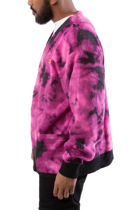 Sherpa Zip Cardigan Galaxy Dye Fantastic Fuchsia