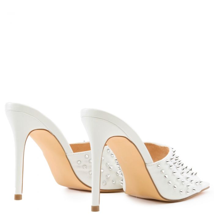 Hugo-8 Studs Stiletto High Heels White/Clear