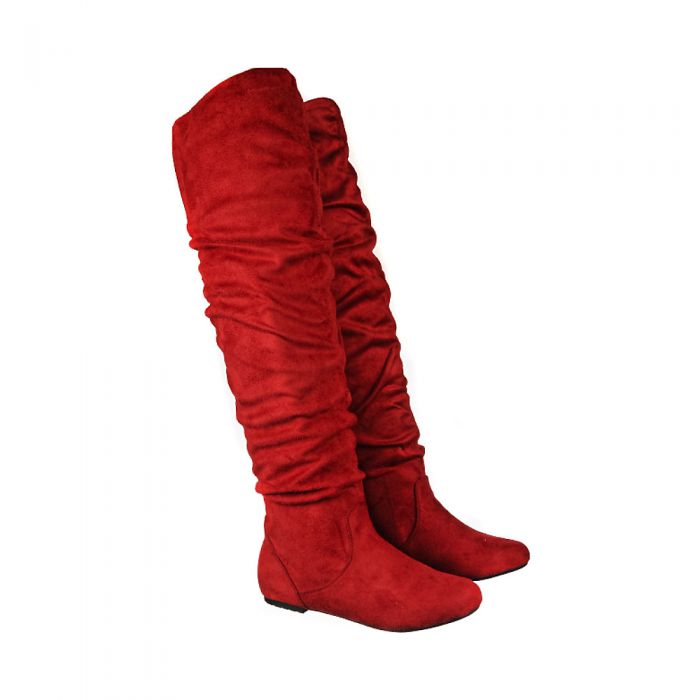 Women's Vickie HI Knee-High Pocket Boot Red Suede