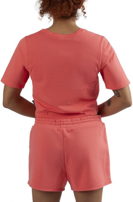 Flying V Sport Crop Crew Tee Coral Pink