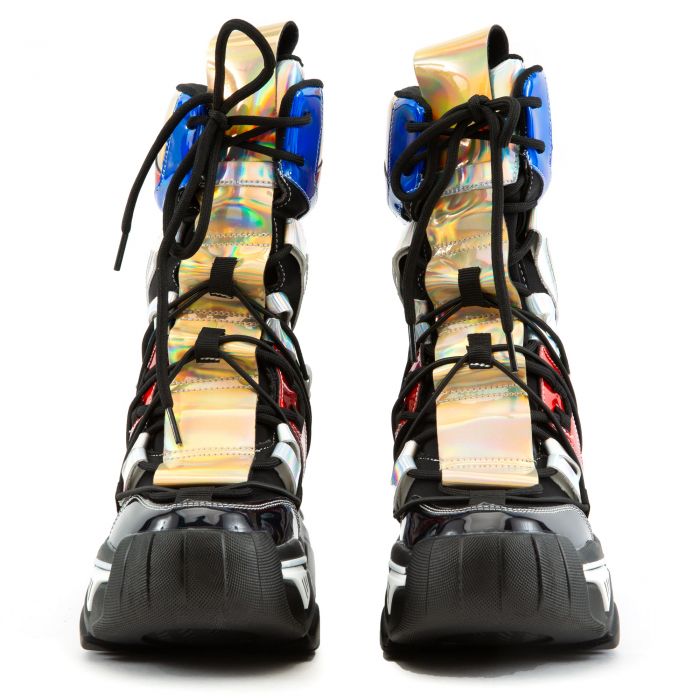 Damson-09 Platform Sneakers Black Hologram