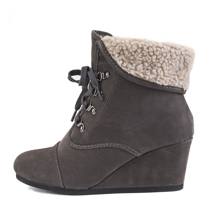 Women's Fur Wedge Ankle Boot Nast-S Grey