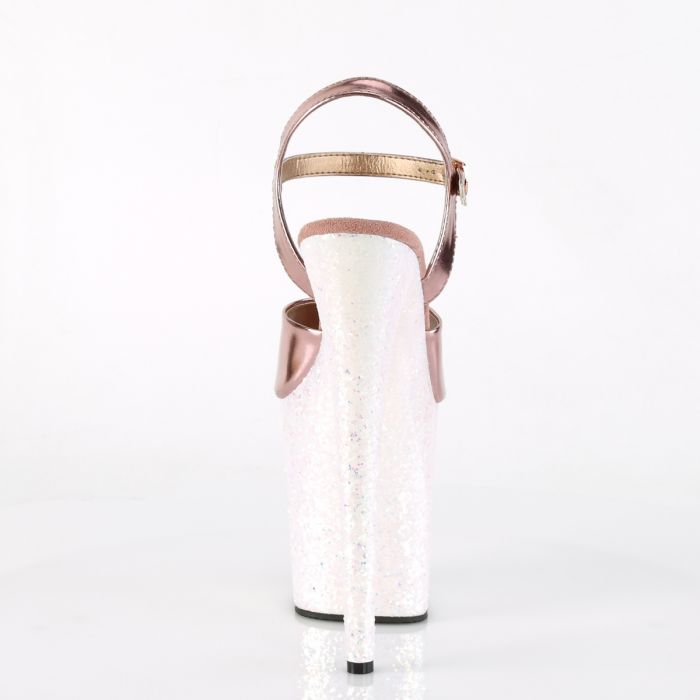 Pleaser Flamingo 809LG Rose Gold Metallic Opal Multi Glitter Platform Sandals