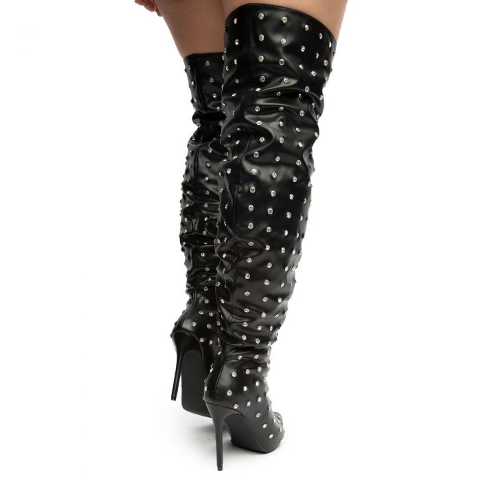 rhinestone thigh boots