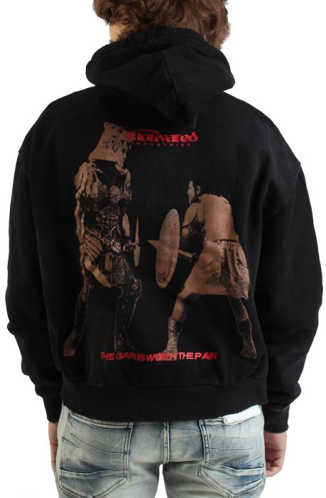 Pain is Gain Studded Hoodie Black