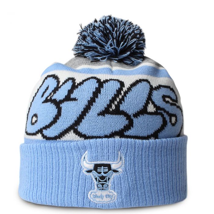 NBA Throw Down Pom Knit Beanie Light Blue