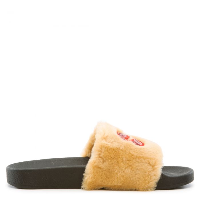 Fur Slides Black/Beige