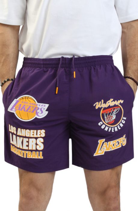 Los Angeles Lakers Multi Hit Nylon Shorts Purple