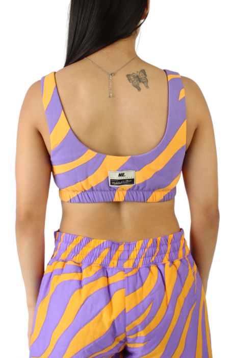 M&N x Melody Ehsani Los Angeles Lakers Puffer Bralette Purple/Yellow