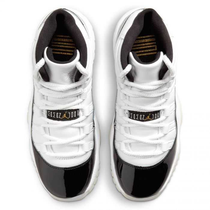 Grade School Air Jordan 11 Retro White/Metallic Gold-Black