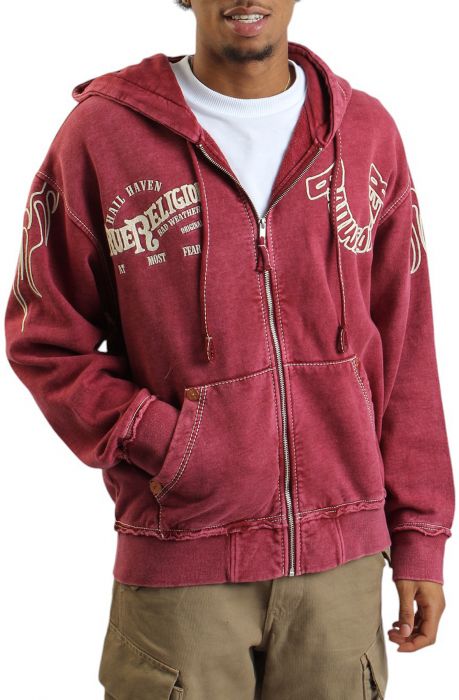 Flames Zip Hoodie Red