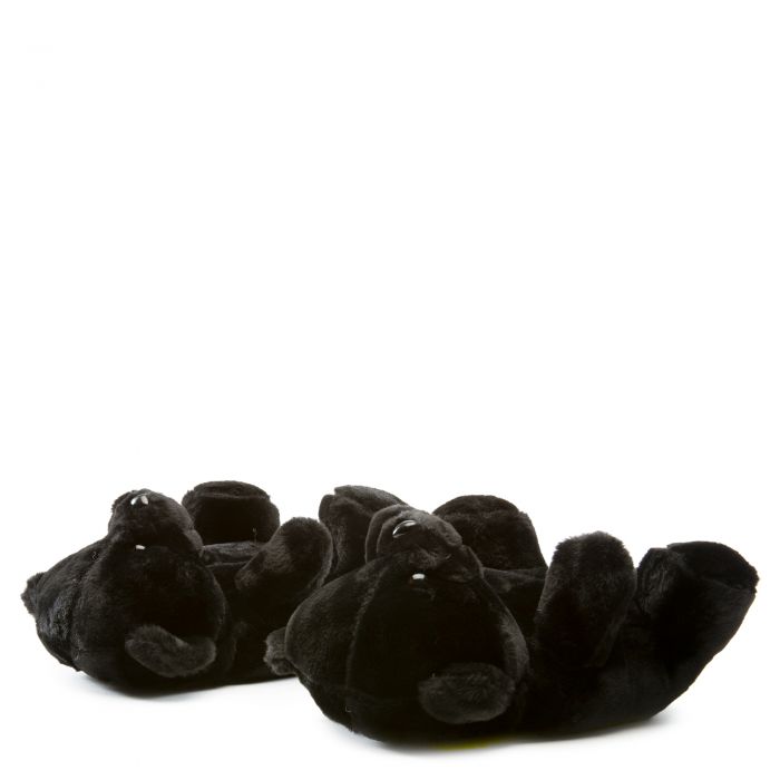 Plush-01 Bear Fuzzy Slippers Black