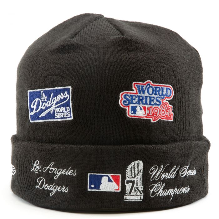 NEW ERA CAPS Los Angeles Dodgers World Series Patch Cuff Knit Beanie