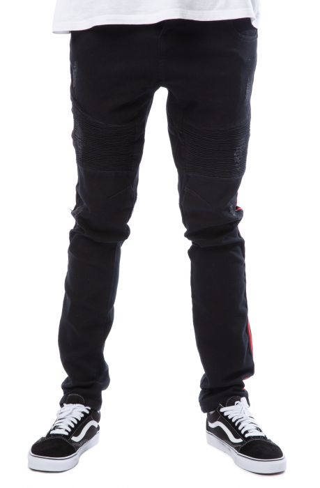 Dunning Moto Side Stripe Jeans Black/Red