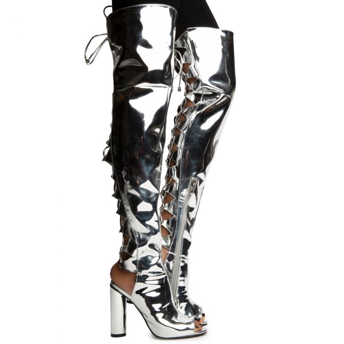 Connie-40 High Heel Boot Silver
