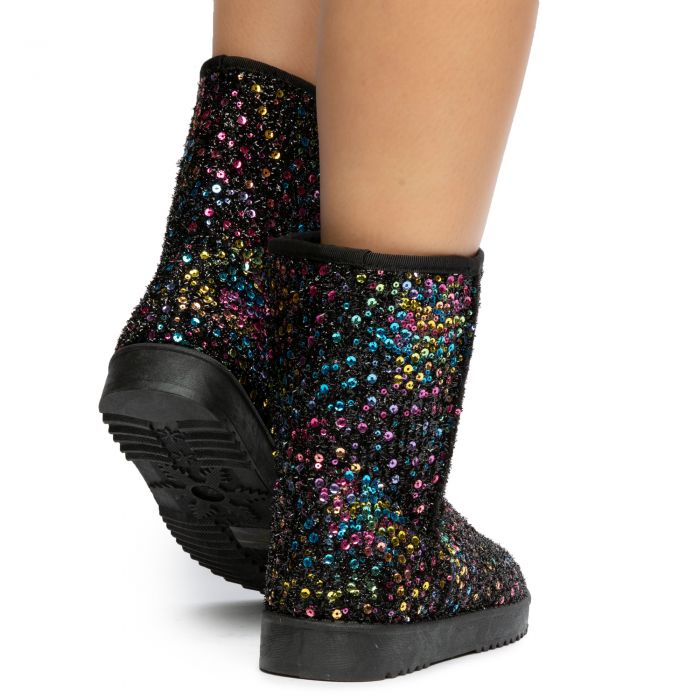 Annie-41 Sequin Booties Multi-Black
