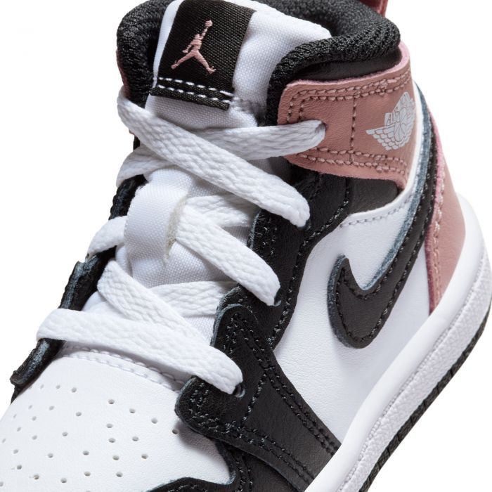 Toddler Jordan 1 Mid WHITE/BLACK-RUST PINK