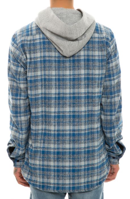 The Mason Hooded Flannel Shirt in Blue Blue