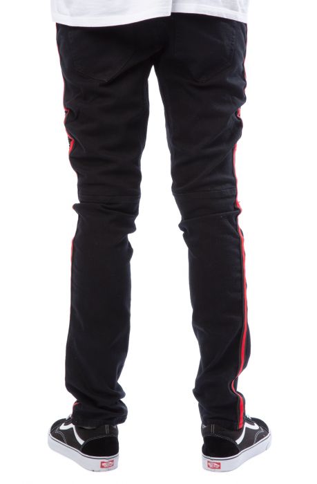 Dunning Moto Side Stripe Jeans Black/Red