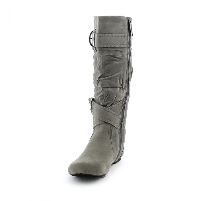 Mid-Calf Flat Boot Sally-4-S Grey Grey