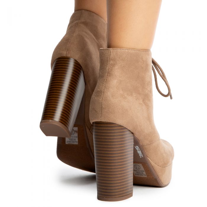 Erica-S Lace Up Booties Warm Taupe