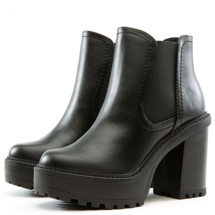 Think-S Platform High Heel Bootie Black Pu