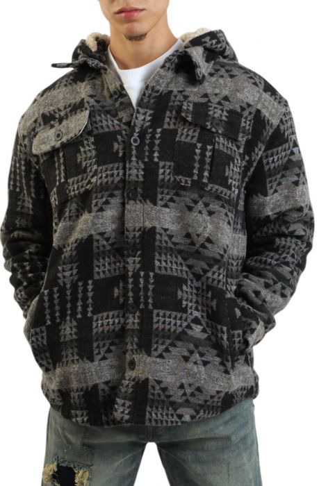 Tribal Hooded Overshirt Black/Grey