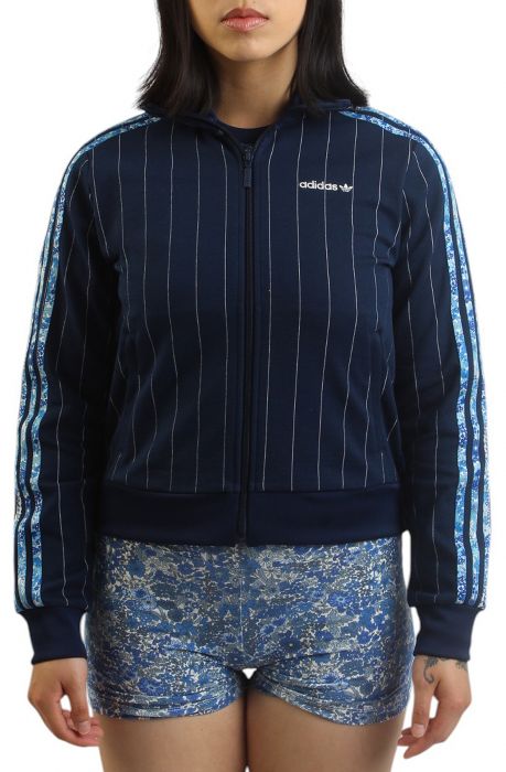 Liberty London Tonal Blocked Track Top Night Indigo / Chalk White