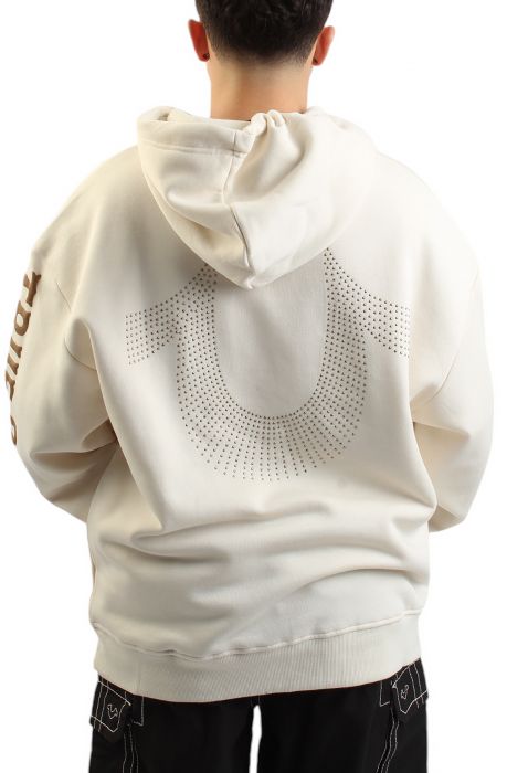 Studded Horseshoe Hoodie  Winter White