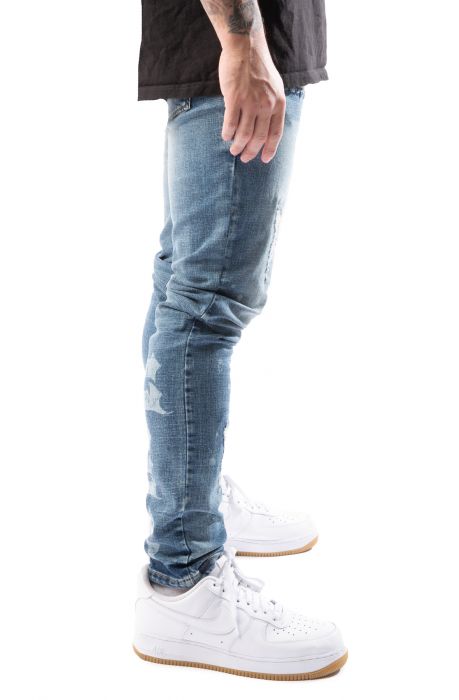 Veux Super Slim Light Wash Distressed Jeans Indigo Wash
