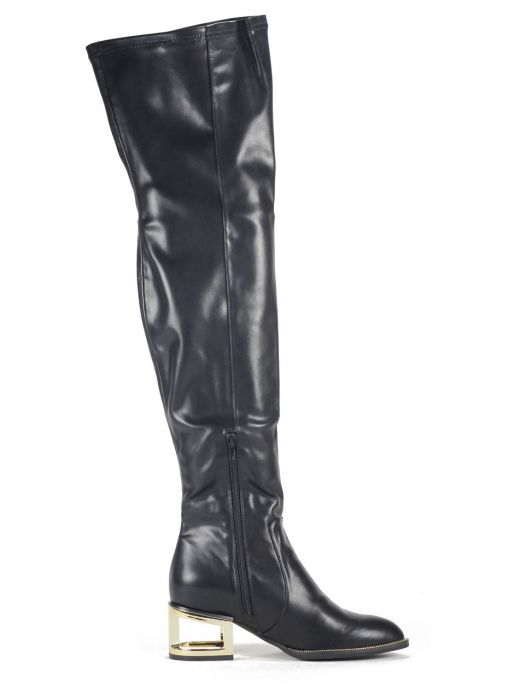 JEFFREY CAMPBELL Jeffrey Campbell: Basie-MH Black Gold Knee Hi Boot ...