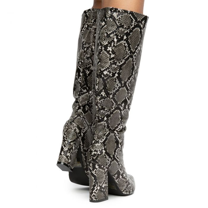 Desi-3 Mid-Calf Snake Boots Black