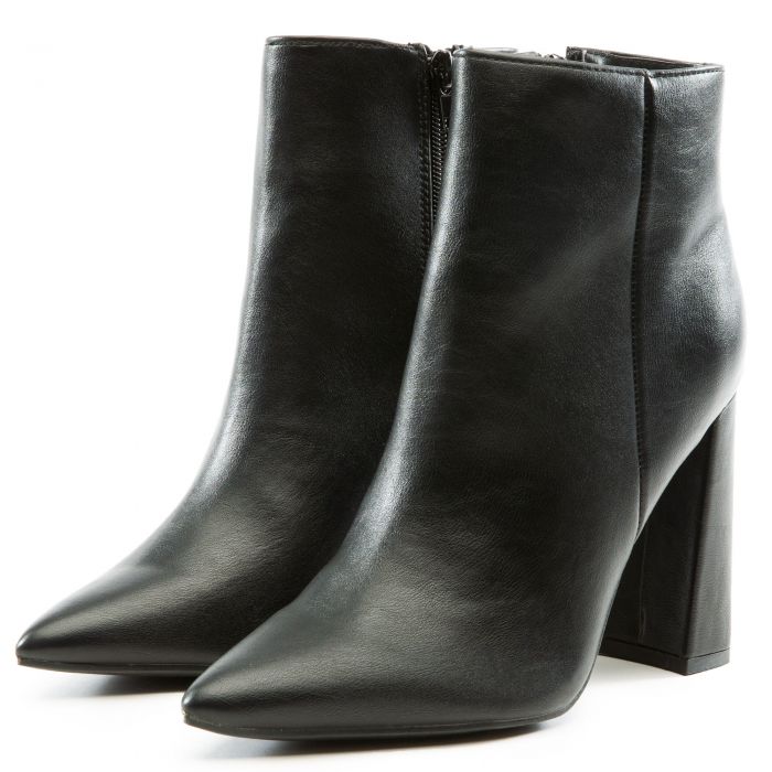 Harper-01 Pointed Toe Bootie Black Crinckle Pu