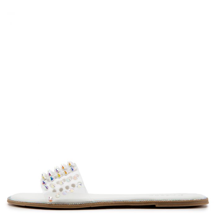 SHIEKH Faye-25 Studded Flat Sandals FAYE-25-WHT - Shiekh