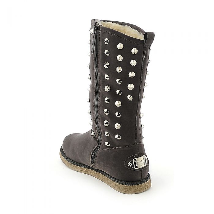 Flat Studded Boot Urban Studs Grey Grey