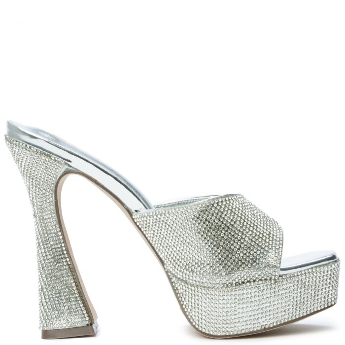 Aja-3 Rhinestone Platform Heel Silver