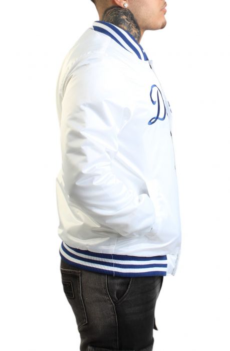 MLB Los Angeles Dodgers Satin Jacket  White/Dodger Blue