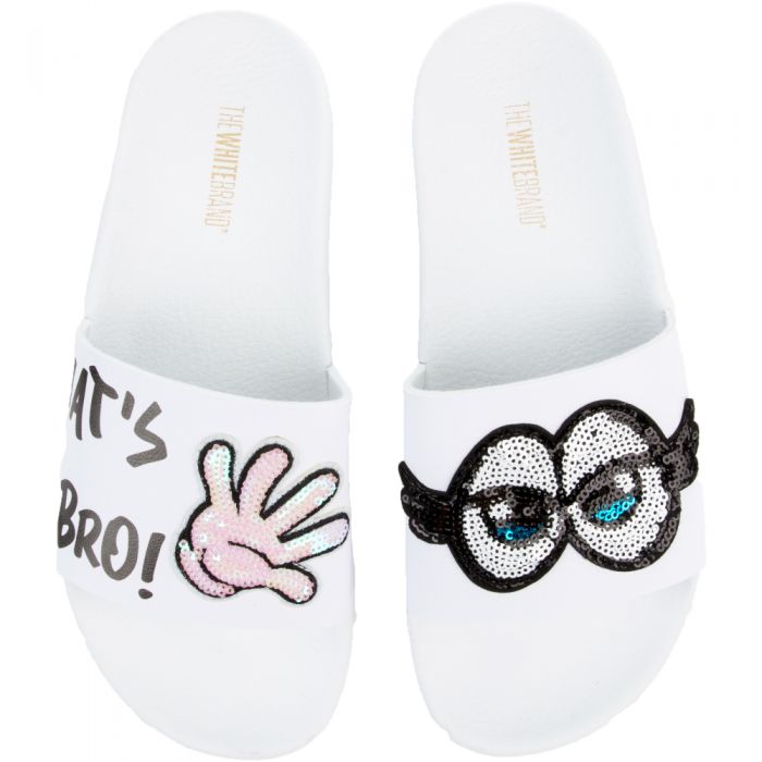 The What Up Bro Slides in White and Black White/Black