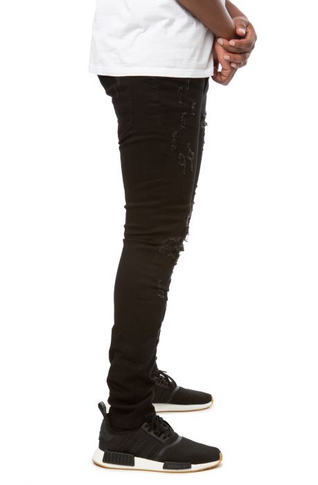 FOREIGN LOCALS Distressed Ripped Jeans FL-190524BLK - Shiekh