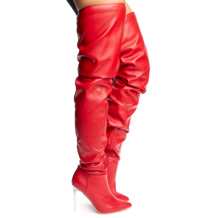 Heavenly-1 Thigh High Boot Red