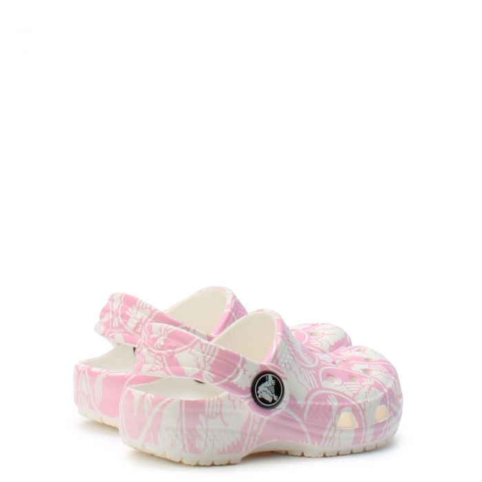 Toddler Classic Duke Print Clog Pink Tweed/White