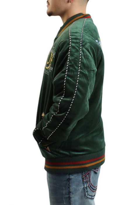 Western Velvet Bomber Jacket Dark Green