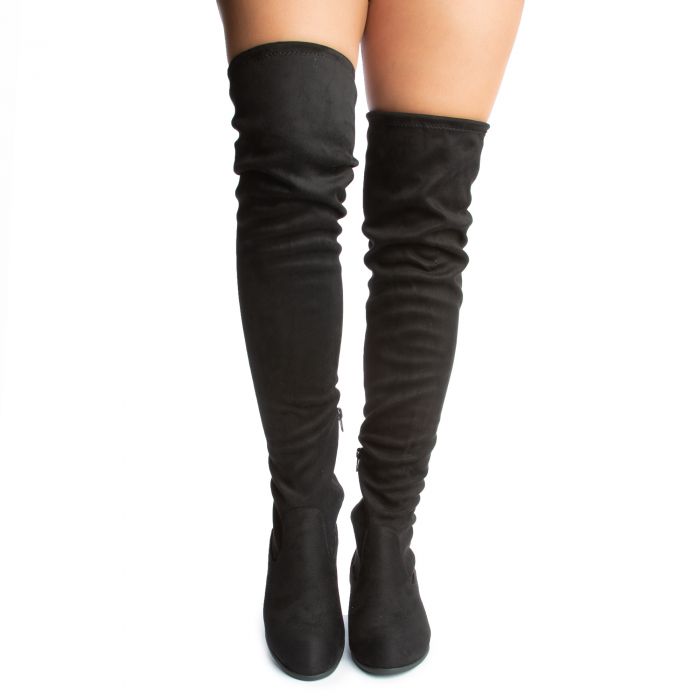 Yah-S Over The Knee Suede Boot Black Imsu