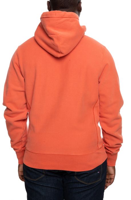Vintage Wash Reverse Weave Pullover Hoodie Burnt Orange